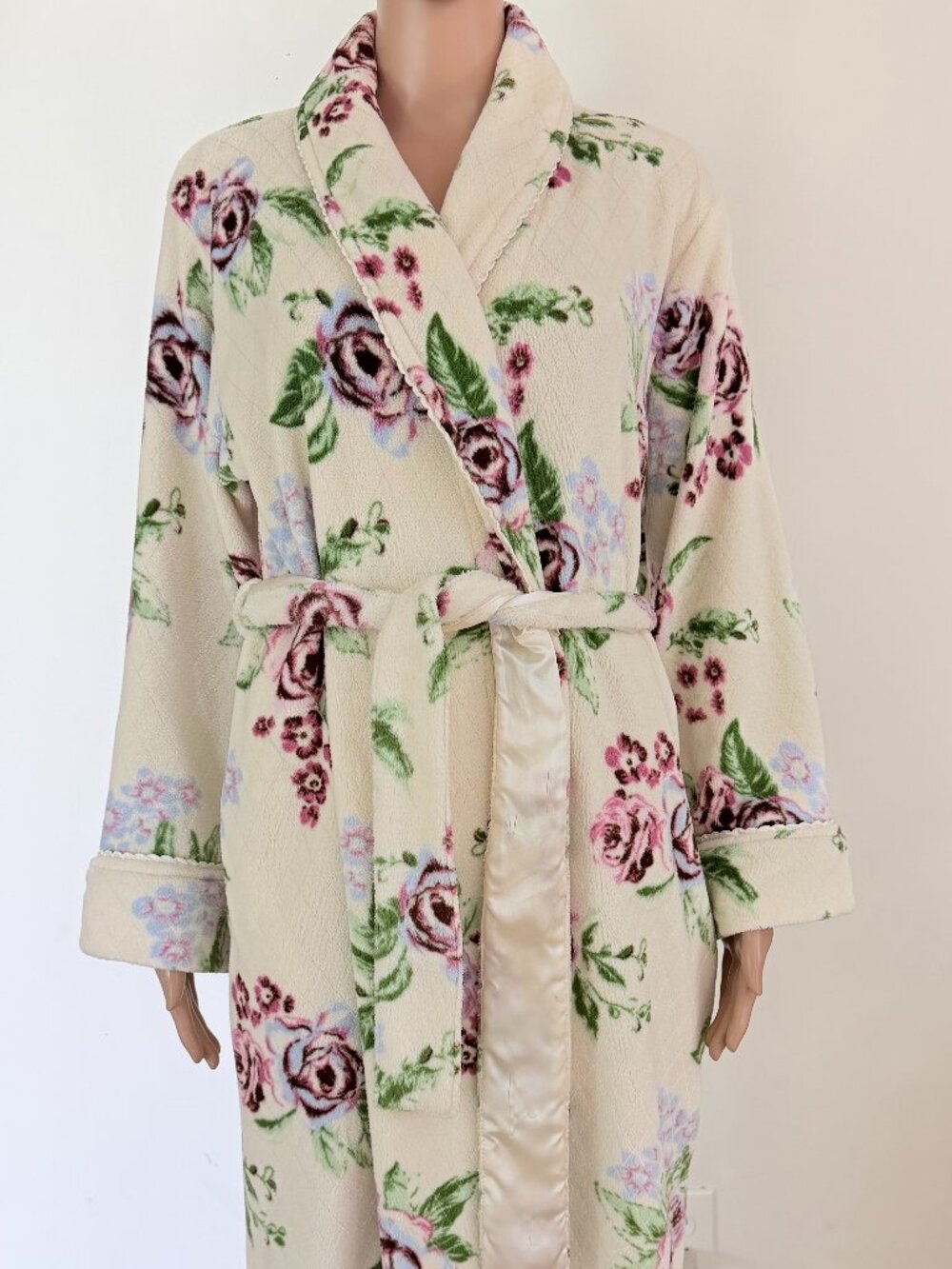 Oscar de la Renta Multicolor Floral Plush Fleece Robe Size S/M - Picture 2 of 10